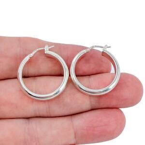 Estate Sterling Silver 925 Classic Hoop Earrings